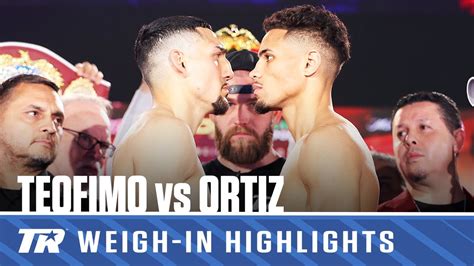 Teofimo Lopez Vs Jamaine Ortiz Weigh In Face Off Youtube