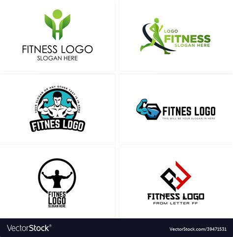 Set of physical fitness gym athletic logo design Vector Image