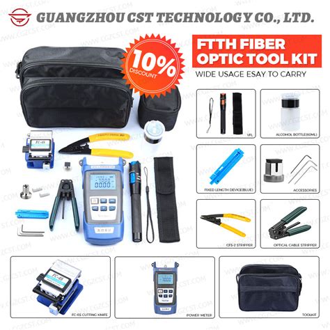 FTTH Bags 9 In 1 Assembly Kit With FC 6s Cleaver Optical Power Meter