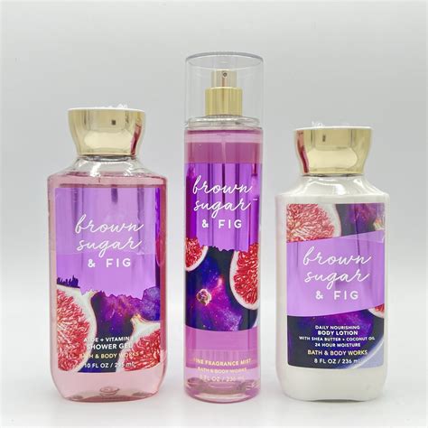 Bath And Body Works Brown Sugar And Fig Shower Gel Fine Fragrance Mist And Body Lotion 3 Piece