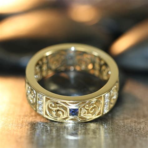 Celtic Knot Wedding Band In 14k Yellow Gold Princess Cut