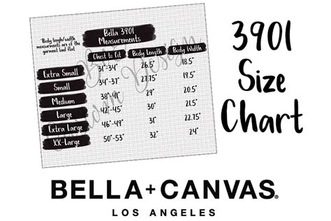 Bella Size Chart Graphic By Boecustomdesign Creative Fabrica