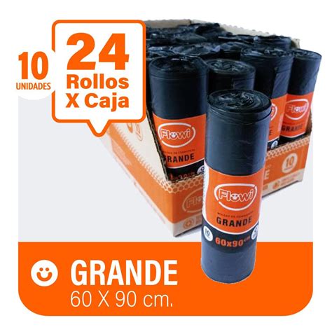 Bolsa Residuo Flowi 60 X 90 Caja X 24 Rollos De 10 Bolsas Resmastore