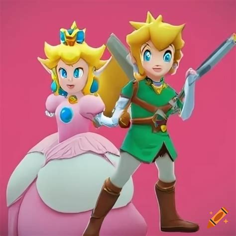 Cosplay Of Princess Peach And Link Posing Together On Craiyon