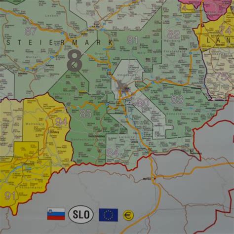 Austria Mapa Cienna Kody Pocztowe Arkusz Laminowany Stiefel