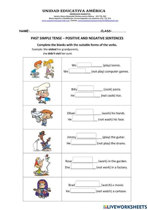 Simple Past Positive And Affirmative Sentences Worksheet Cuadernos