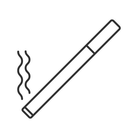 Burning cigarette linear icon. Thin line illustration. Smoking area ...