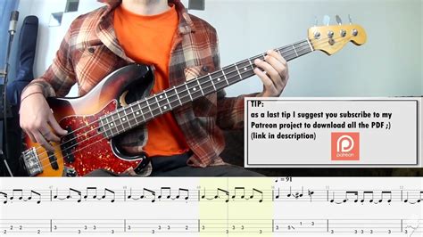 Radiohead Creep Bass Cover Play Along Tab Score Pdf Youtube