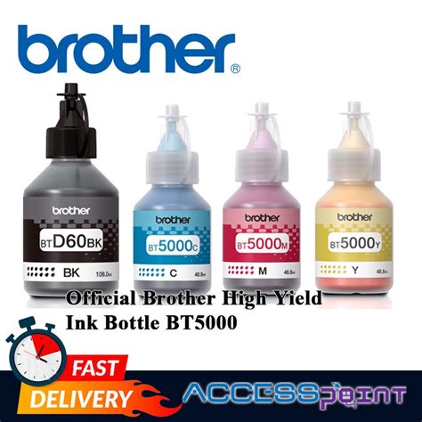 Brother High Yield Ink Bottle BTD60BK BT5000C BT5000M BT5000Y