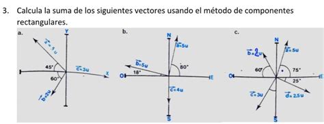 Solved 3 Calcula la suma de los siguientes vectores usando el método