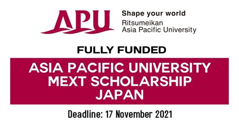 Apu Mext University Recommendation Scholarship In Japan Fully