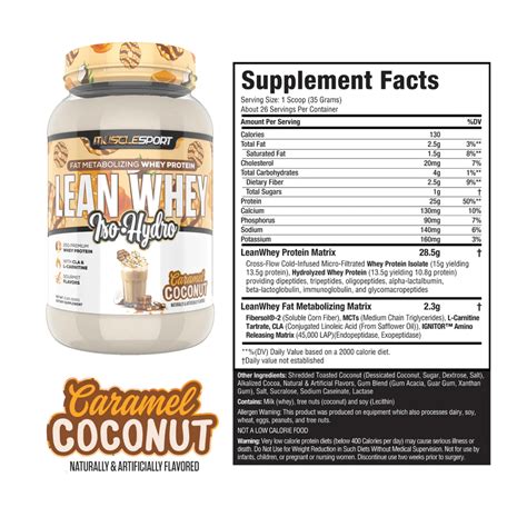 COCONUT CARAMEL MuscleSports Lean Whey Iso Hydro Gourmet Protein