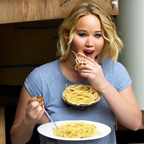 Fat Jennifer Lawrence Eating Spaghetti In A Dumpster Stable Diffusion