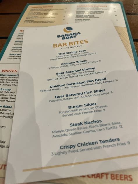 Banana Boat Menu Updated For 2025