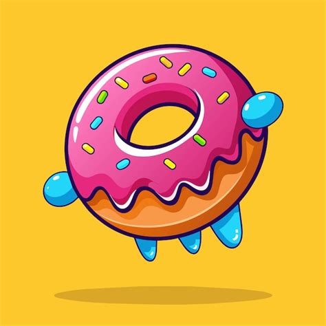 Ilustra O De Cone De Desenho Animado De Donut Voador Derretido