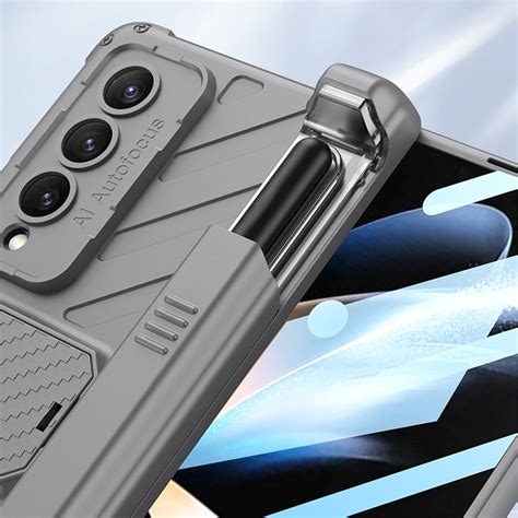 For Samsung Galaxy Z Fold4 Gkk Integrated Magnetic Armor Flip Phone Case With Pen Box Black