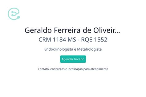 Geraldo Ferreira De Oliveira Endocrinologista E Metabologista Em