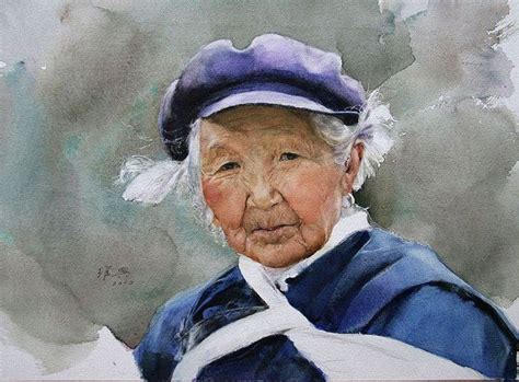 Chinese Watercolors By Guan Weixing Watercolor Portraits Watercolor