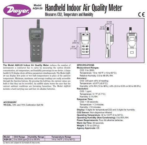 Handheld Indoor Air Quality Meter Model Aqh Hygro Therm