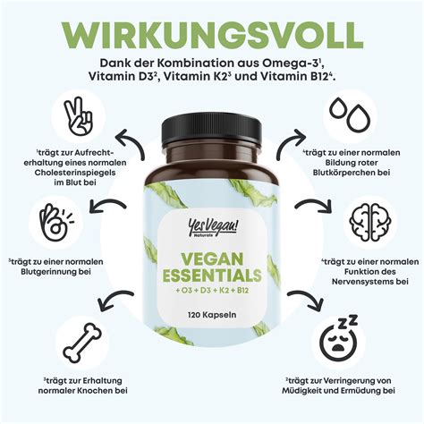 Yes Vegan® Vegan Essentials - B12 D3 K2 Omega 3 - Kapseln 1x120 St