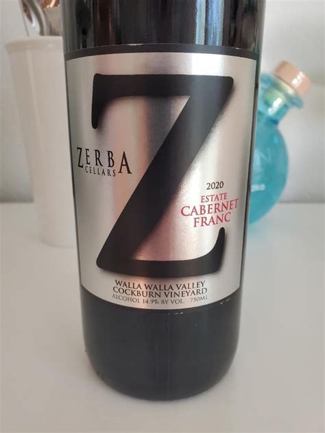 2019 Zerba Cellars Cabernet Franc Cockburn Vineyard USA Washington