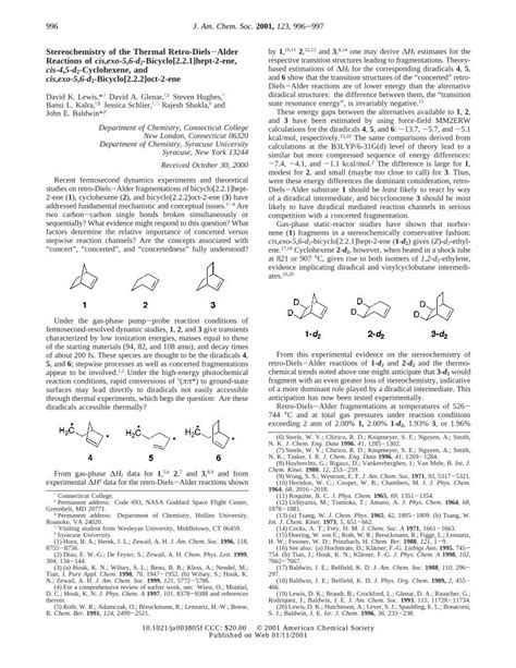 Pdf Stereochemistry Of The Thermal Retro Diels−alder Reactions Of Cis