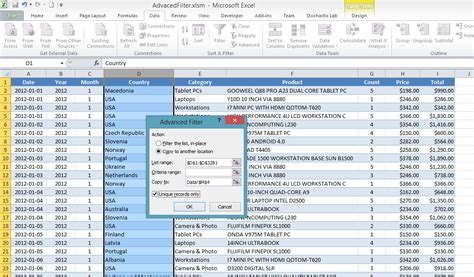 Advanced Filter Excel Template - Excel VBA Templates