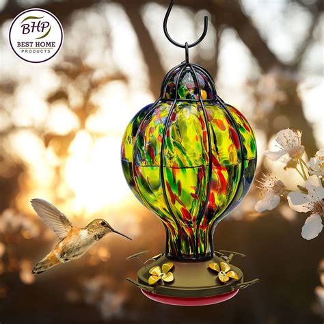 Hand Blown Glass Hummingbird Feeders - Cool Garden Decor