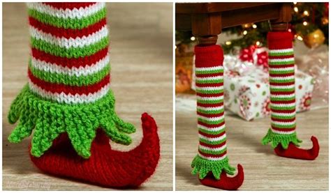 Knit Elf Shoe Table Leg Cover Free Knitting Pattern Christmas Crochet