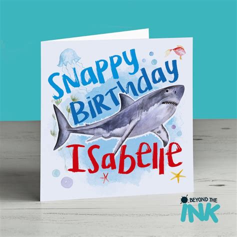 Shark Birthday Card Personalised Shark Card Great White Etsy Uk