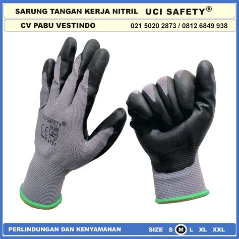 Sarung Tangan Safety Gloves Nylon Nitrile Coating Nitril Uci Safety