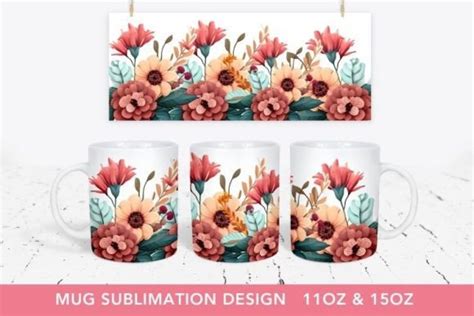 Flowers Coffee Mug Sublimation PNG Graphic By MariShop99 Creative Fabrica