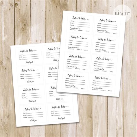 Printable Raffle Ticket Templates Enter To Win Ticket Etsy