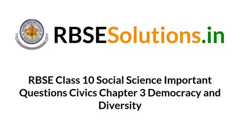 RBSE Class 10 Social Science Important Questions Civics Chapter 3