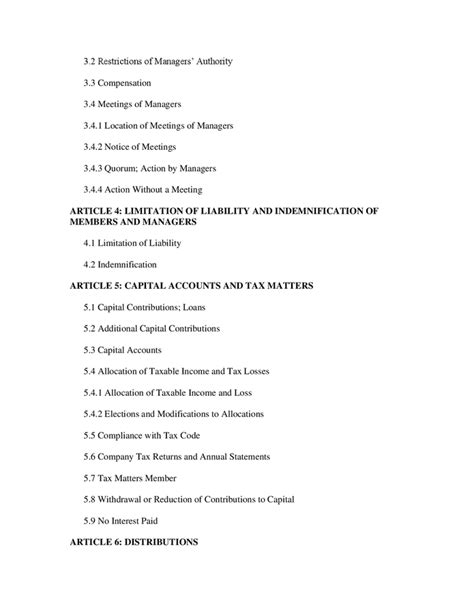 LLC operating agreement (Michigan) in Word and Pdf formats - page 2 of 22