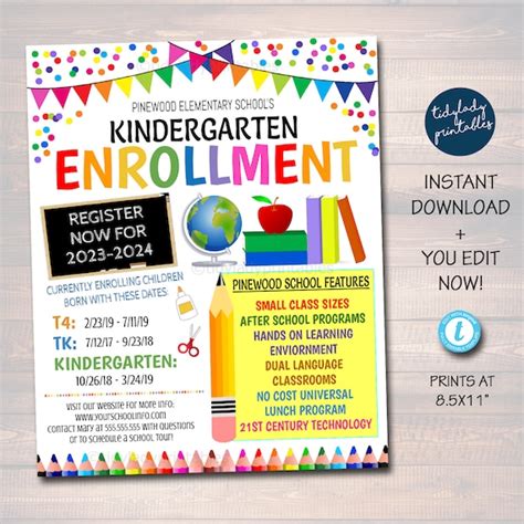 EDITABLE School Enrollment Registration Flyer Printable PTA - Etsy