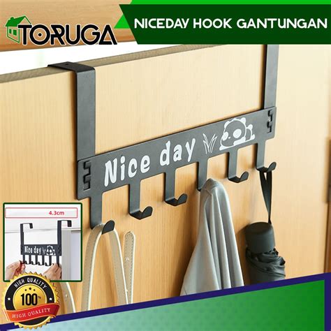 Jual Gantungan Belakang Pintu Nice Day 6 Kaitan Baju Handuk Tanpa Paku