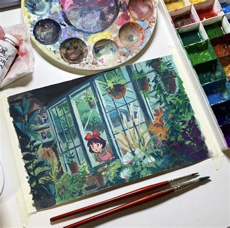 Gouache Gouache Art Studio Ghibli Art Art Painting