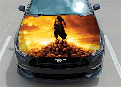 Car Hood Wrap Decal Skull Warrior Vinyl Sticker Graphic Etsy