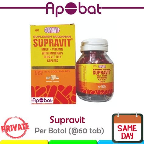 Jual Apobat Supravit Multivitami 60 Kaplet Multi Vitamin Suprafit