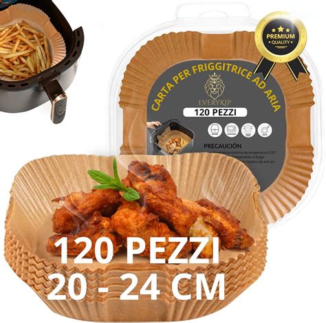 EveryKip Original 120 Pezzi Carta Forno Per Friggitrice Ad Aria