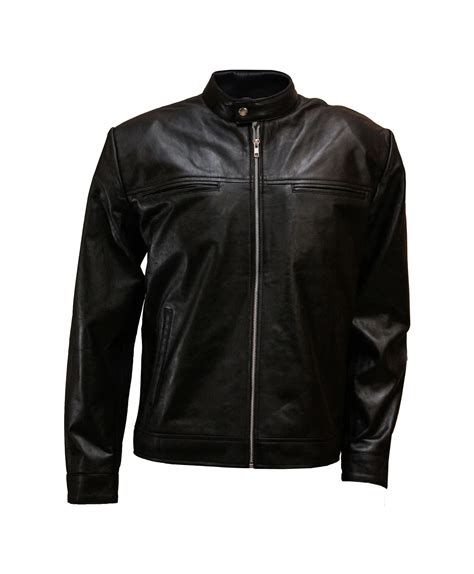 Black Men Cow-hide Plain Leather Jacket