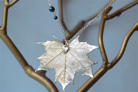 Large Fallen Silver Maple Leaf Necklace | REAL Maple Leaf Electroforme – Enchanted Leaves