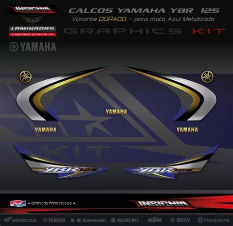 Calcos Yamaha Ybr Azul Dorado Insignia Calcos En Venta En San