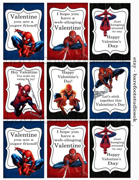 Super Hero Valentine Spiderman Printable Valentines X Etsy