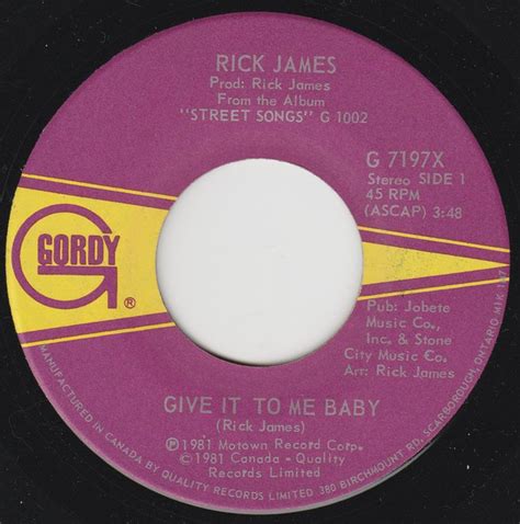 Rick James – Give It To Me Baby (1981, Vinyl) - Discogs