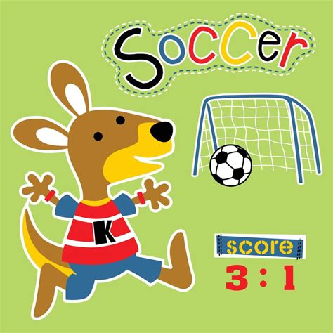 vector cartoon of funny kangaroo playing soccer 18994366 Vector Art at ...