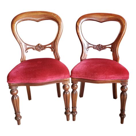 1980s Vintage Red Velvet Chairs A Pair Chairish