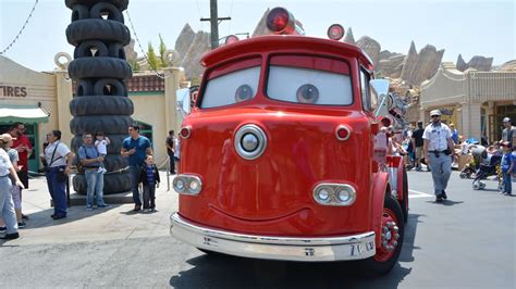 Red The Firetruck Lightning Mcqueen And Tow Mater At Radiator Springs