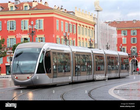 Tramway At The Plaza Massena Square In Nice France Stock Photo Alamy